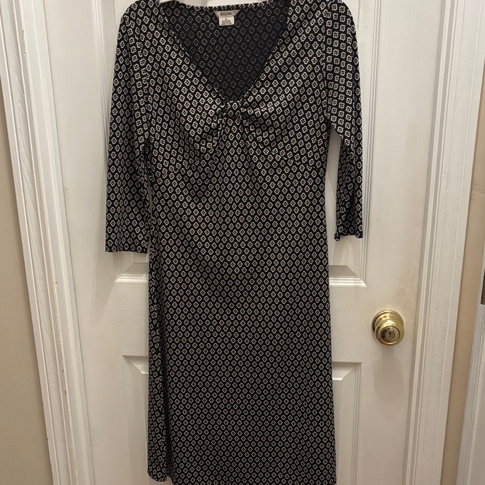 MICHAEL Michael Kors Black and White Patterned Long Sleeve Dress